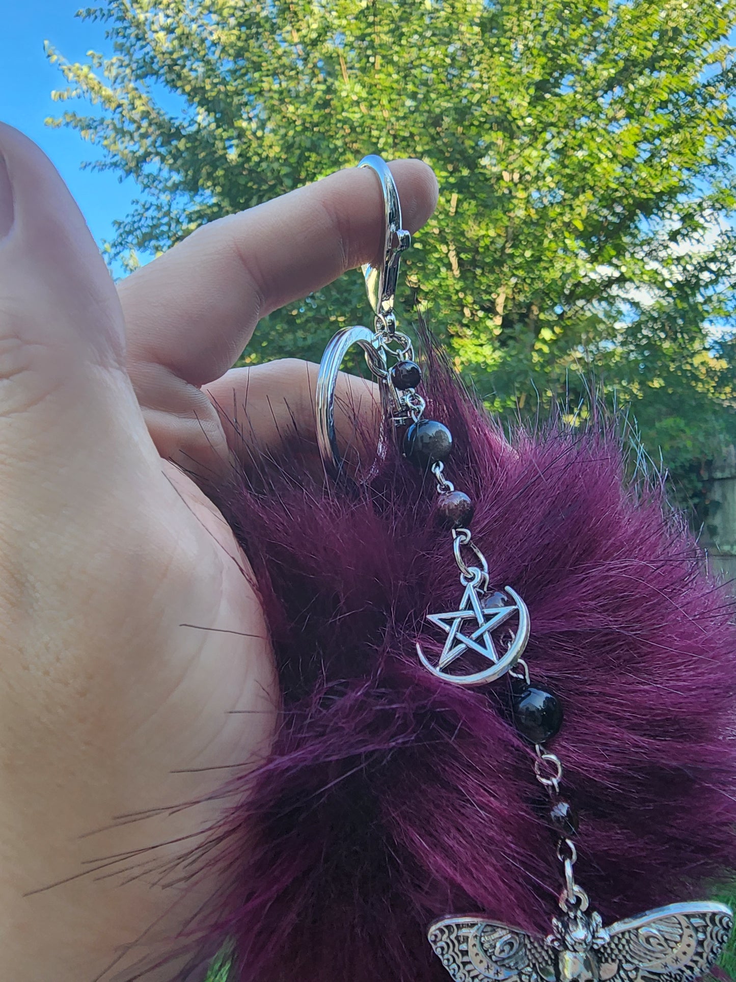 Faux Fur Deathhead Moth Keychain
