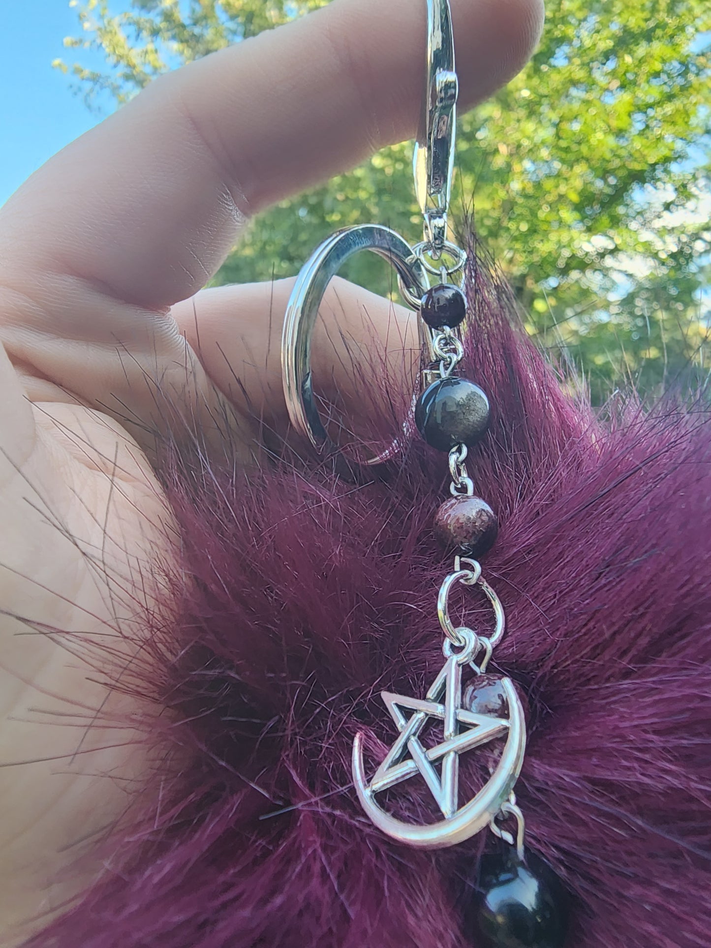 Faux Fur Deathhead Moth Keychain