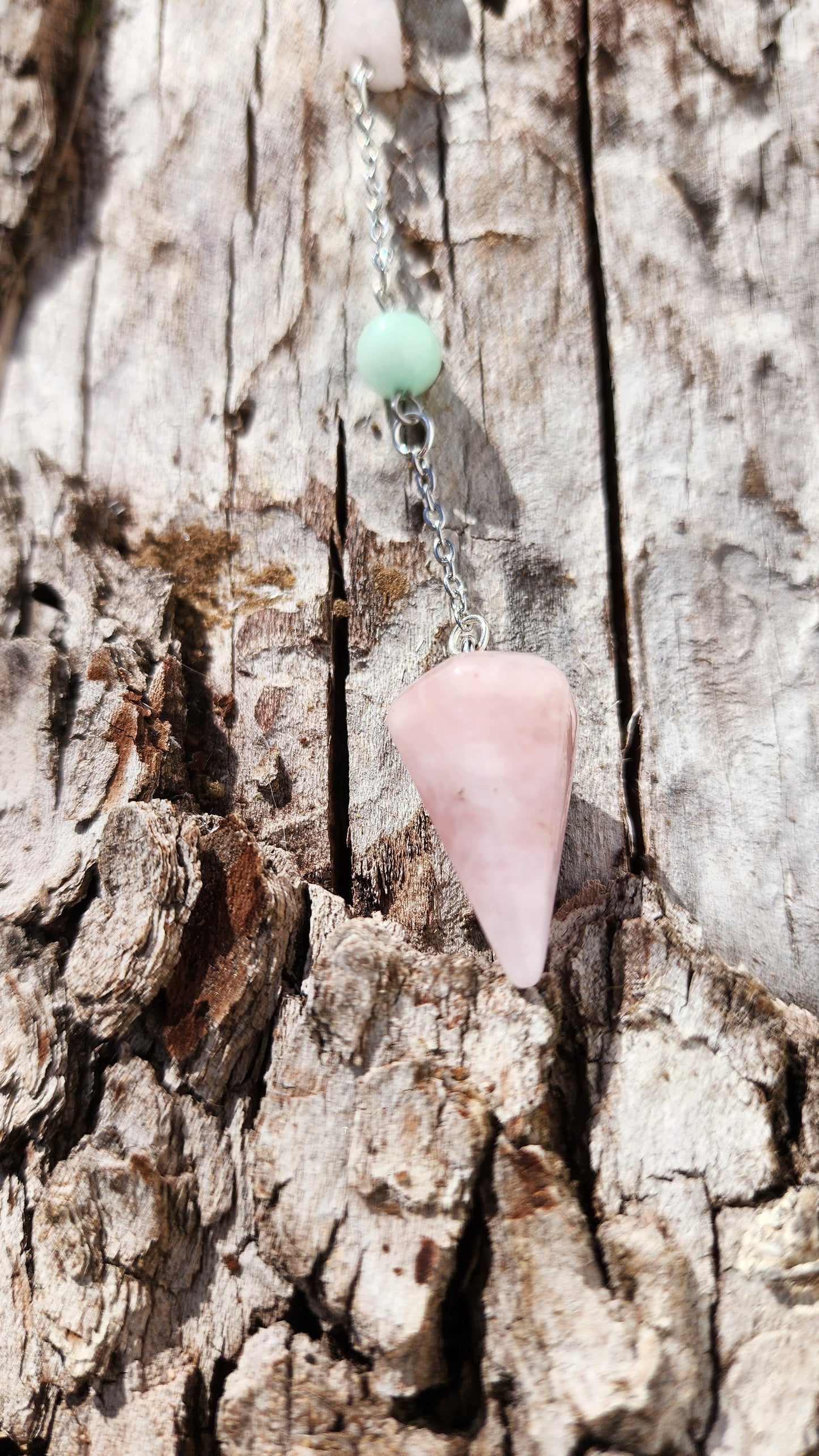 Rose Quartz and Green Aventurine Pendulum