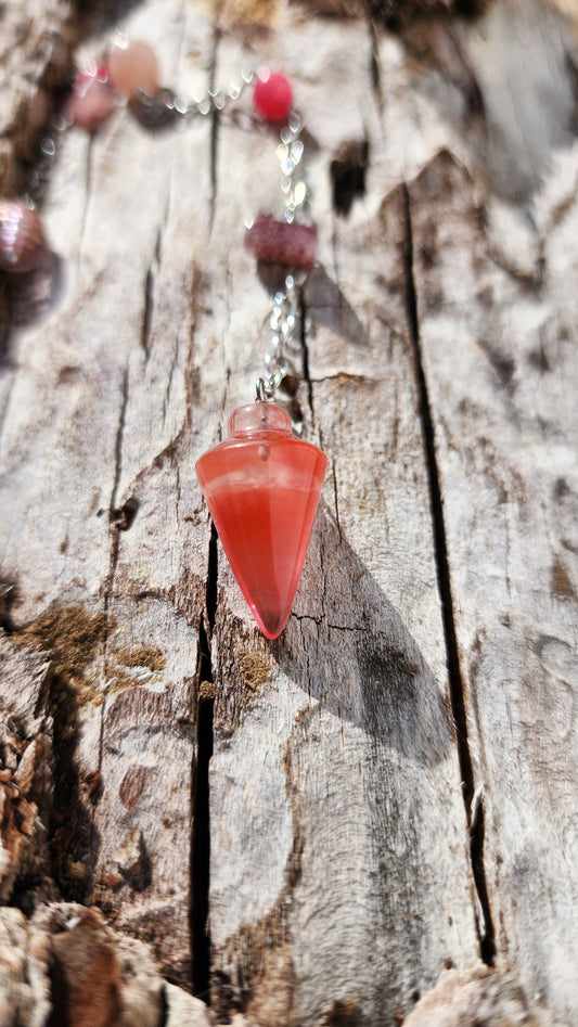 Cherry and Strawberry Quartz Pendulum