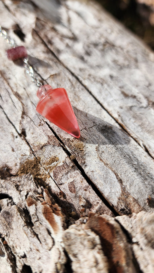 Cherry and Strawberry Quartz Pendulum