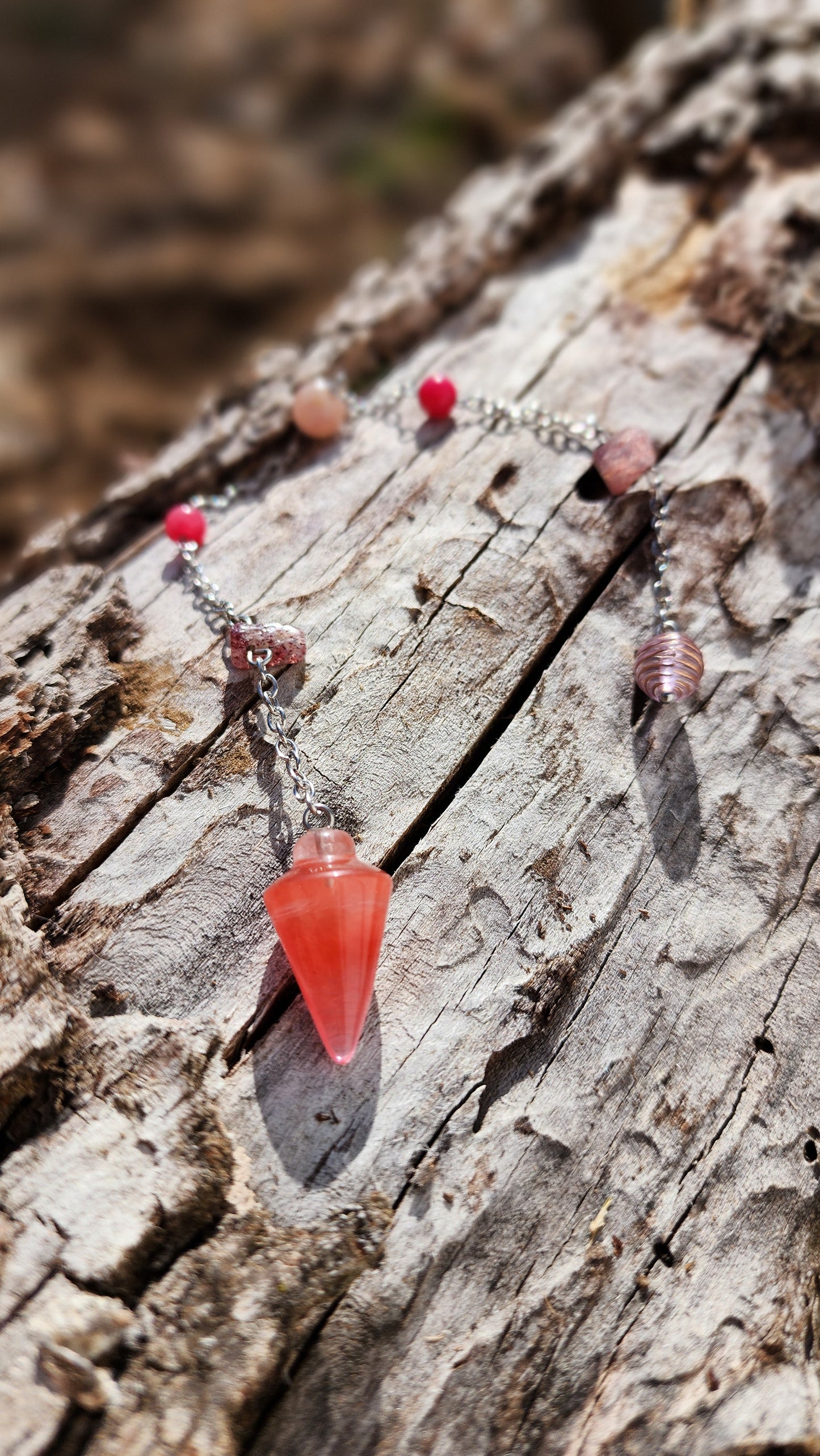 Cherry and Strawberry Quartz Pendulum