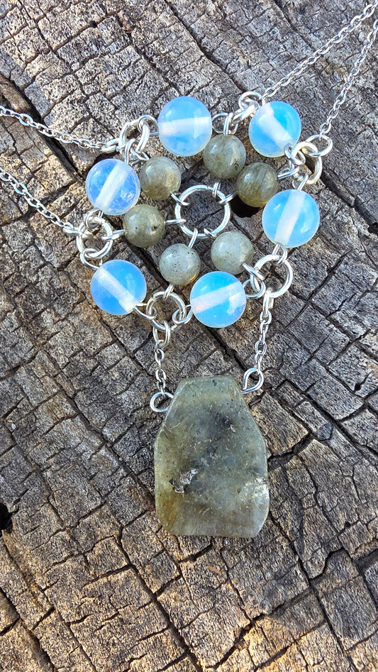 Labradorote and Opalite Chained Flora
