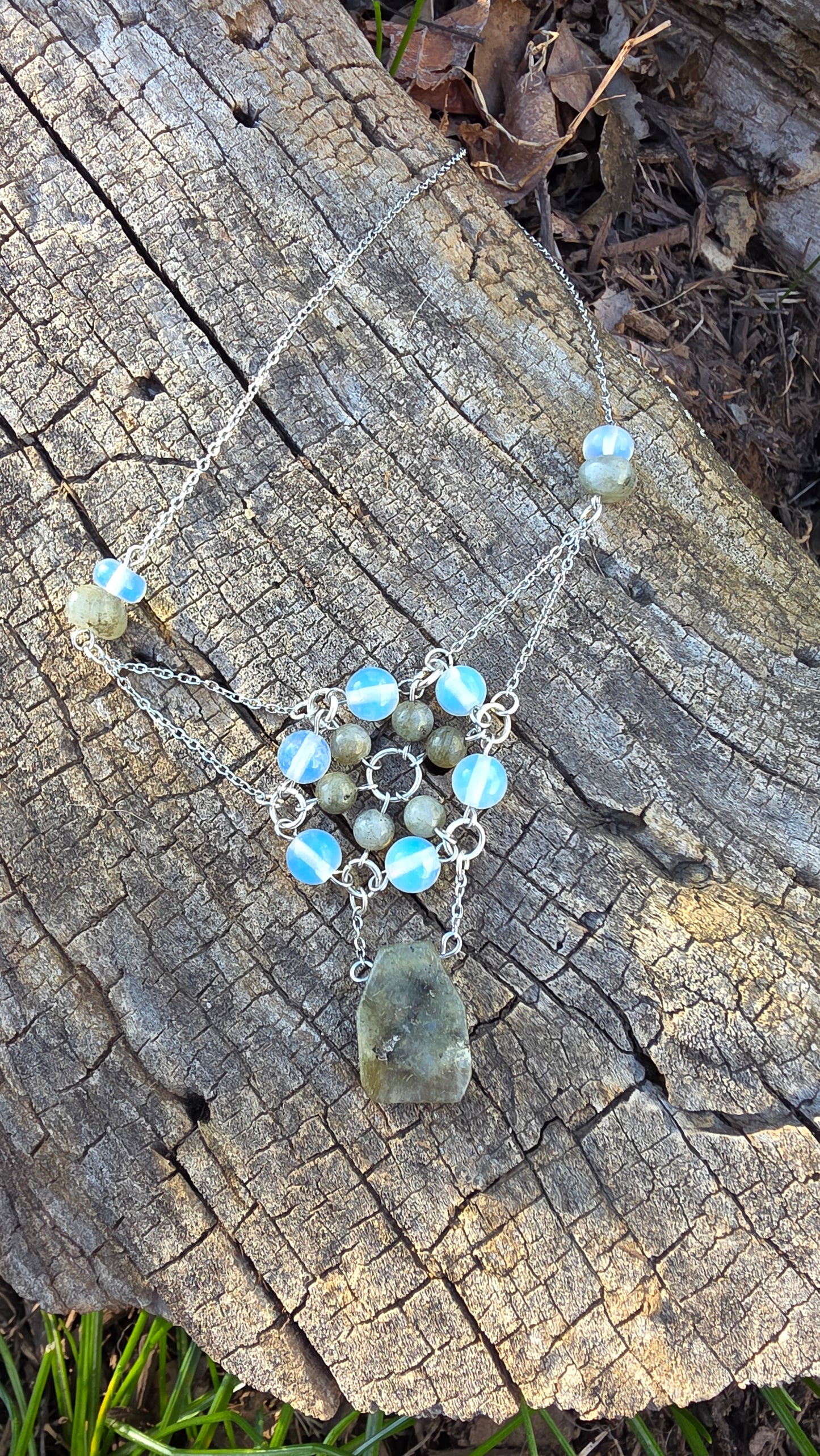 Labradorote and Opalite Chained Flora