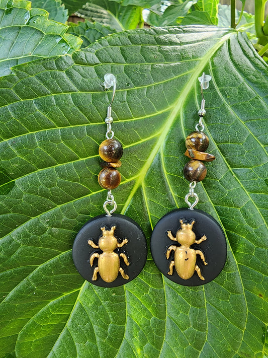 Golden Beetle Earrings