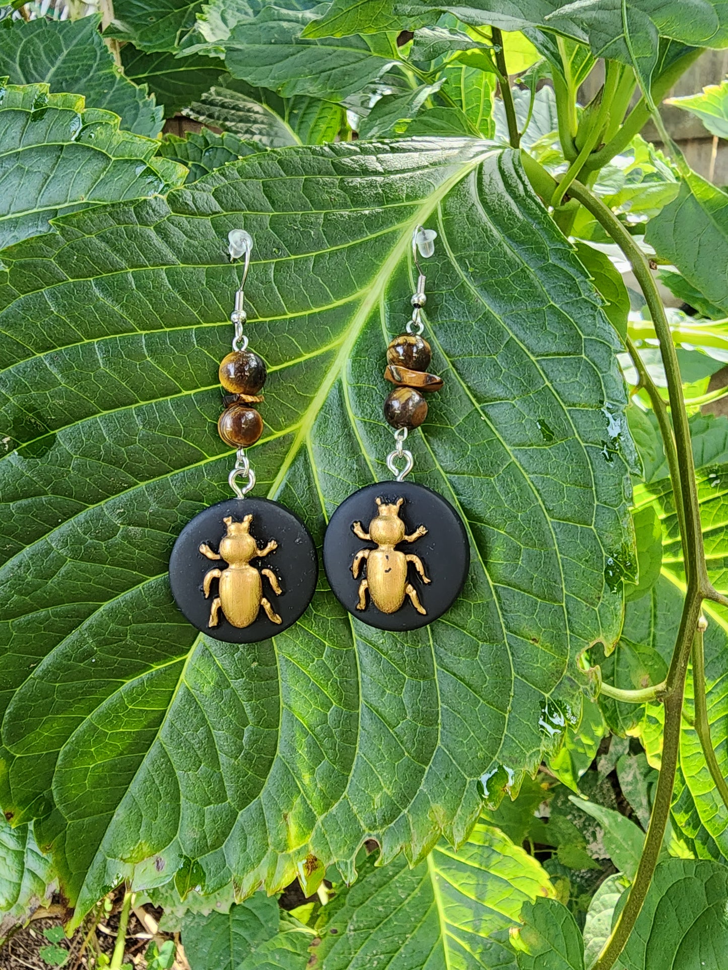Golden Beetle Earrings