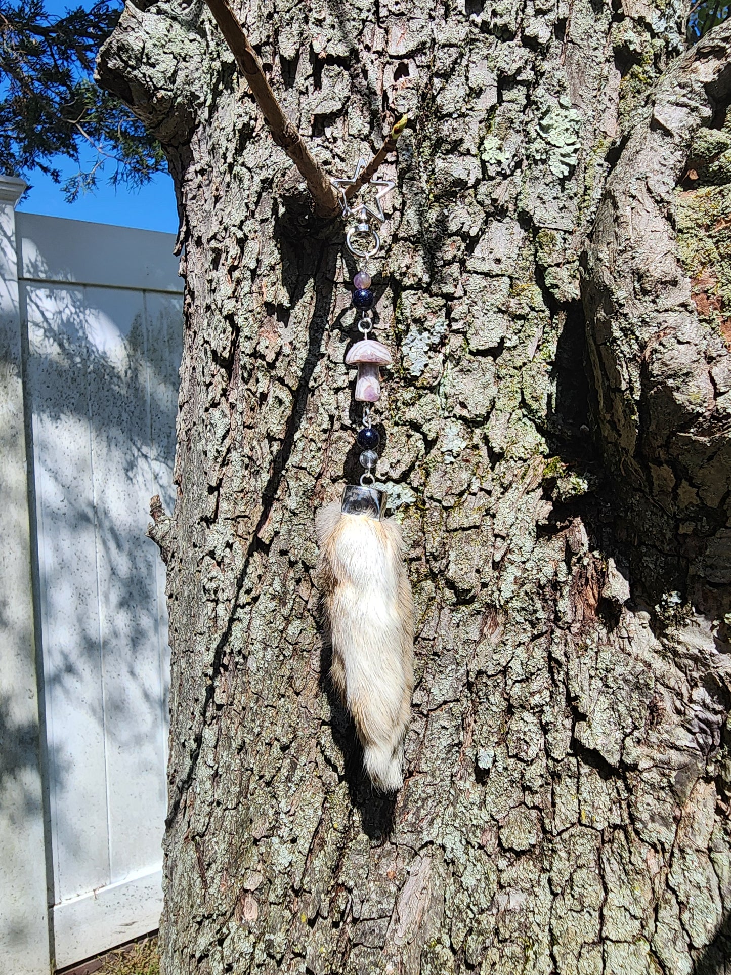Lucky Rabbit Foot and Amethyst Keychain