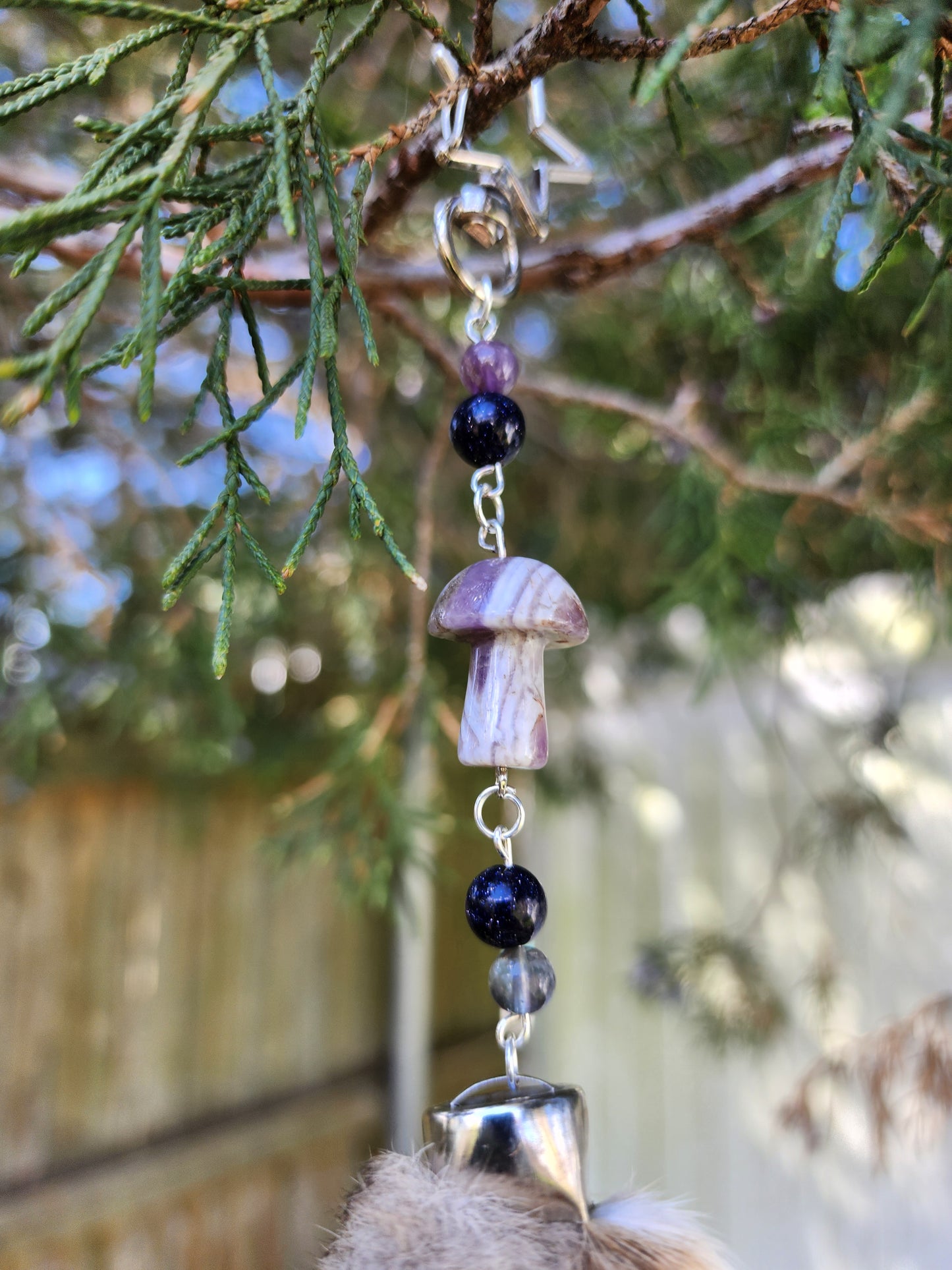 Lucky Rabbit Foot and Amethyst Keychain