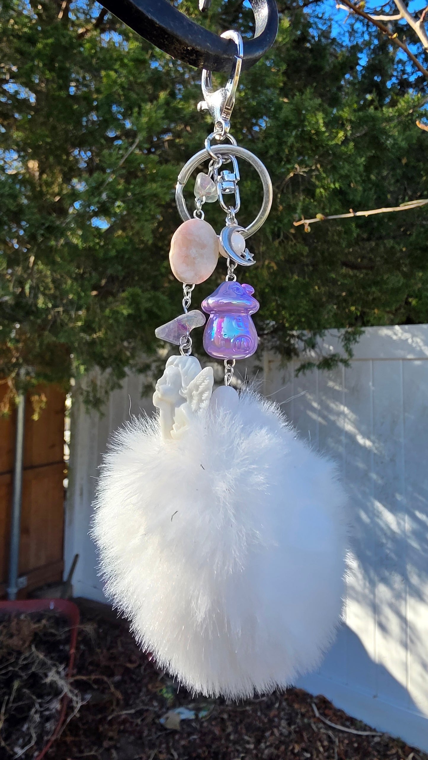 White Puff and Cherub Keychain
