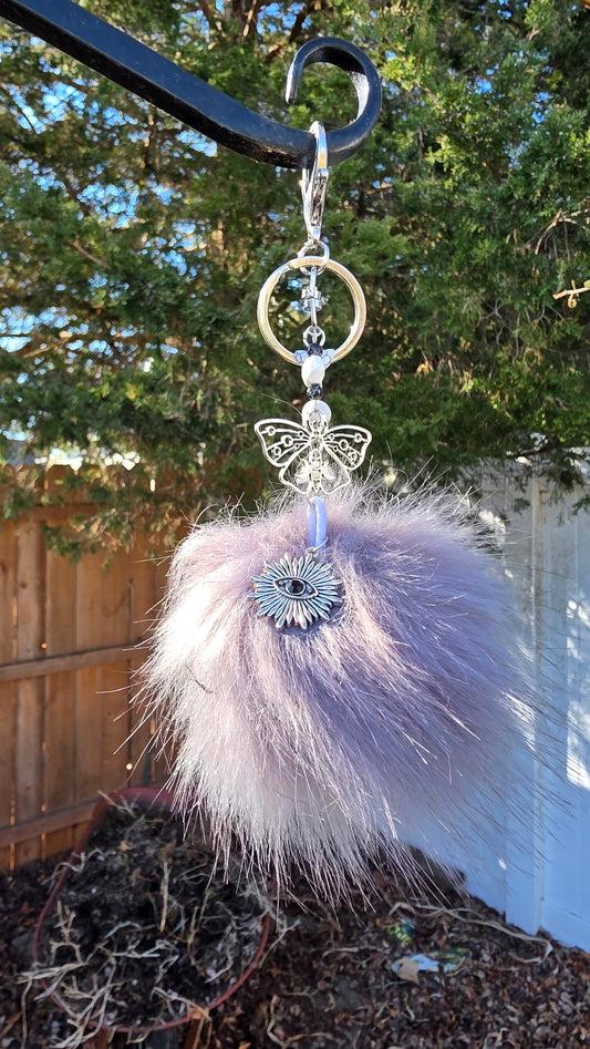 Grey Puff Keychain