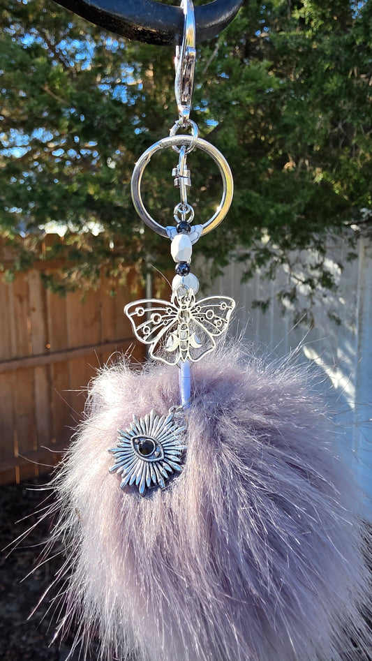 Grey Puff Keychain