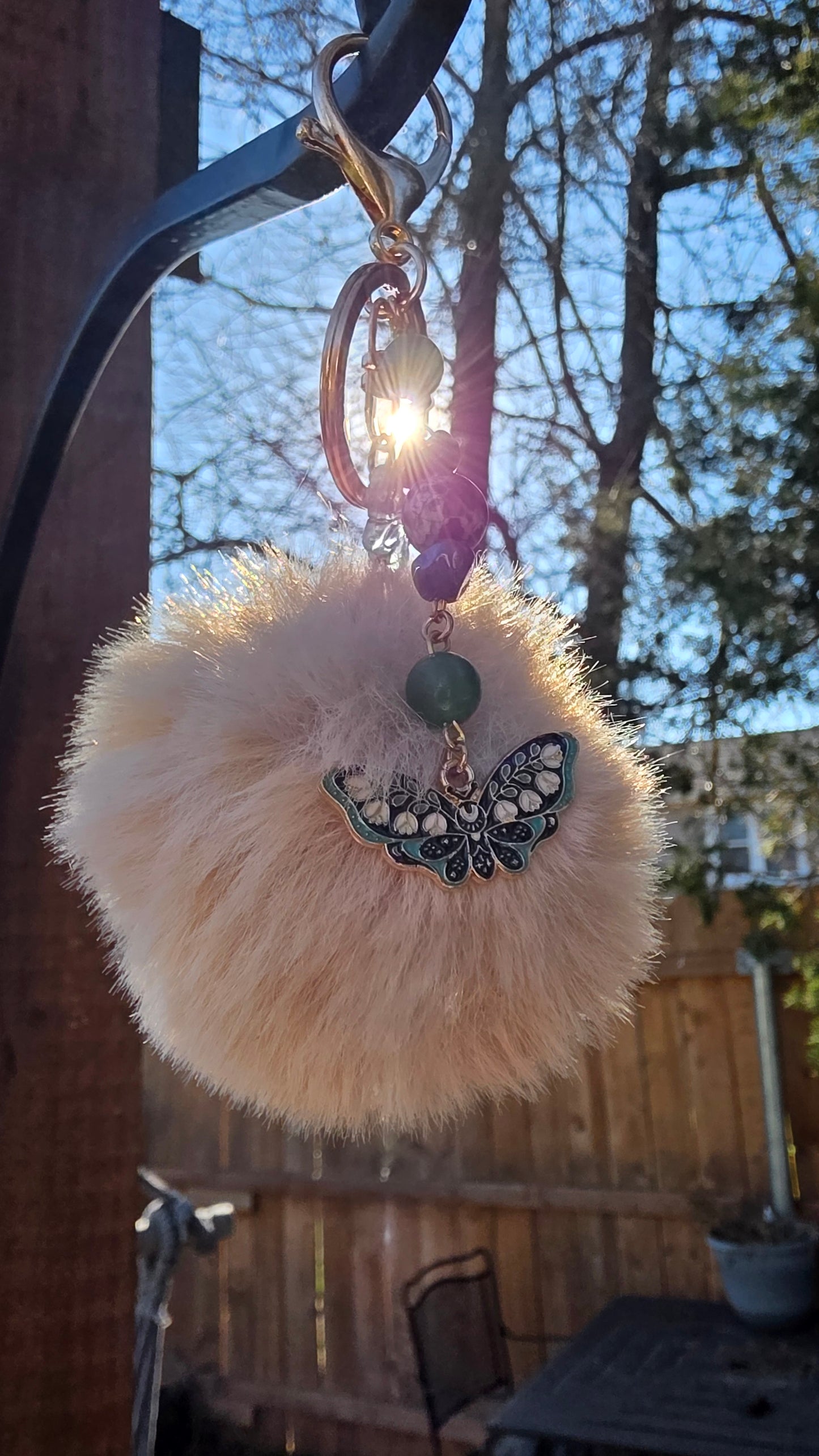 Tan Puff Keychain
