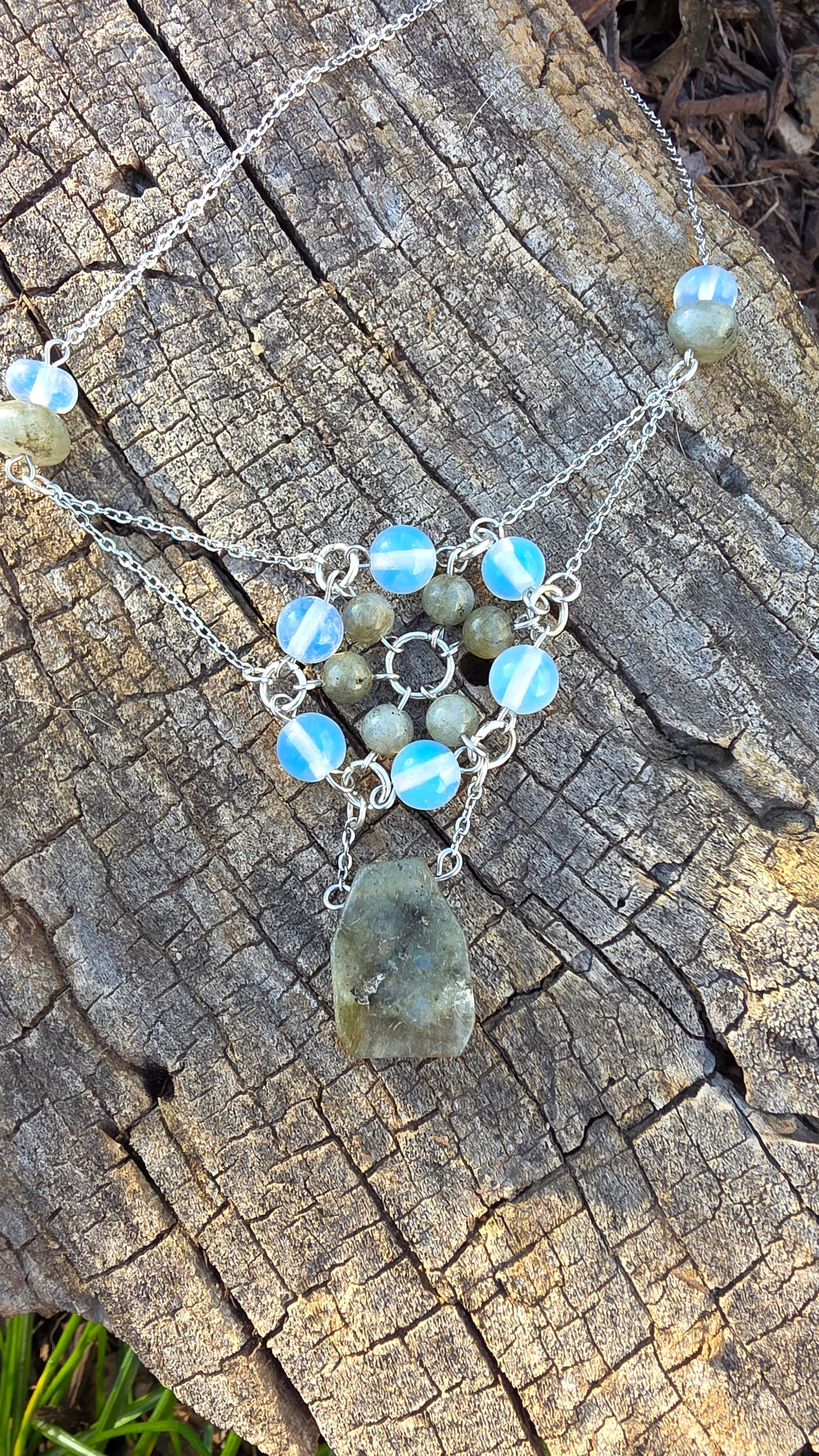 Labradorote and Opalite Chained Flora