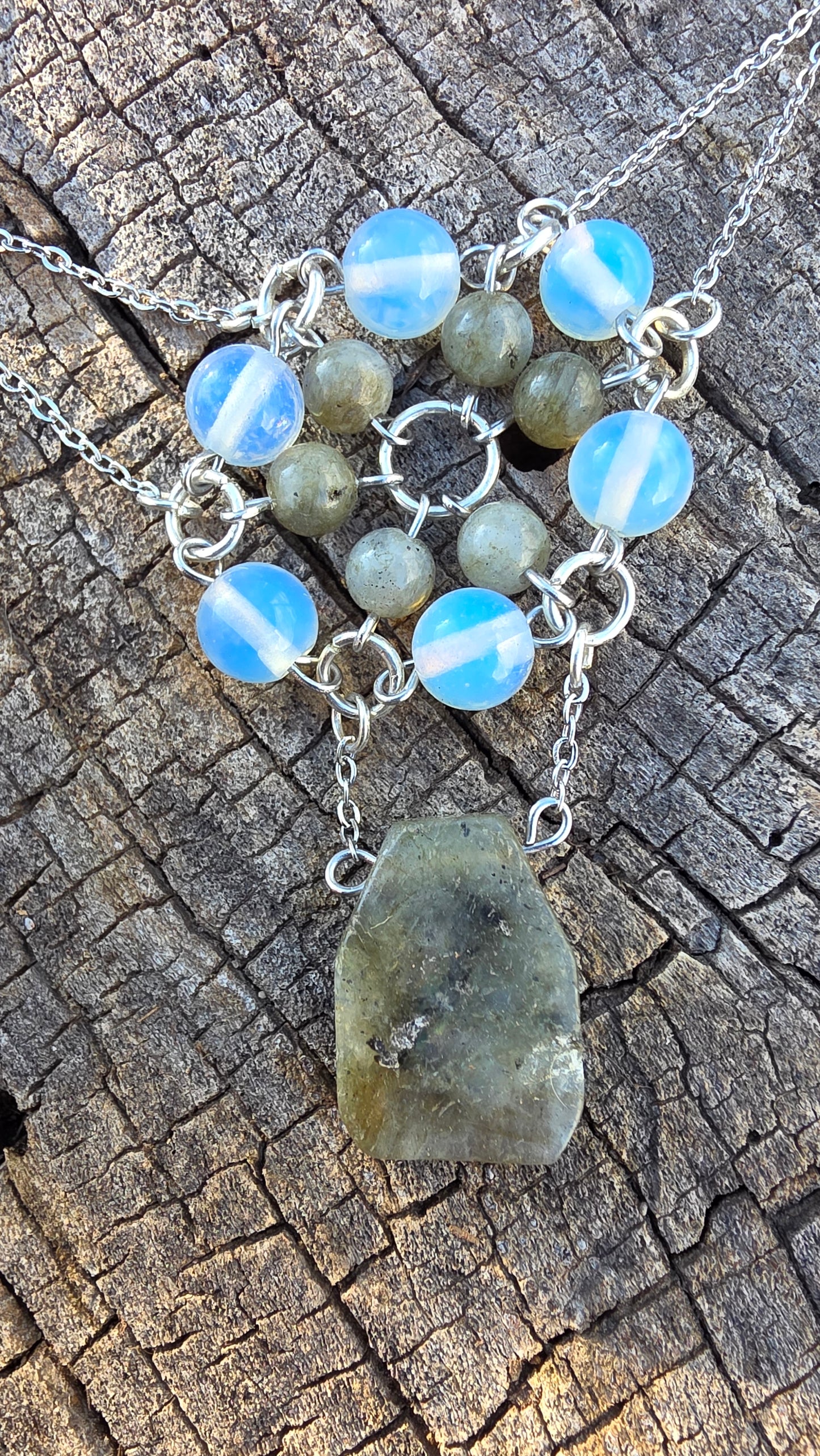 Labradorote and Opalite Chained Flora
